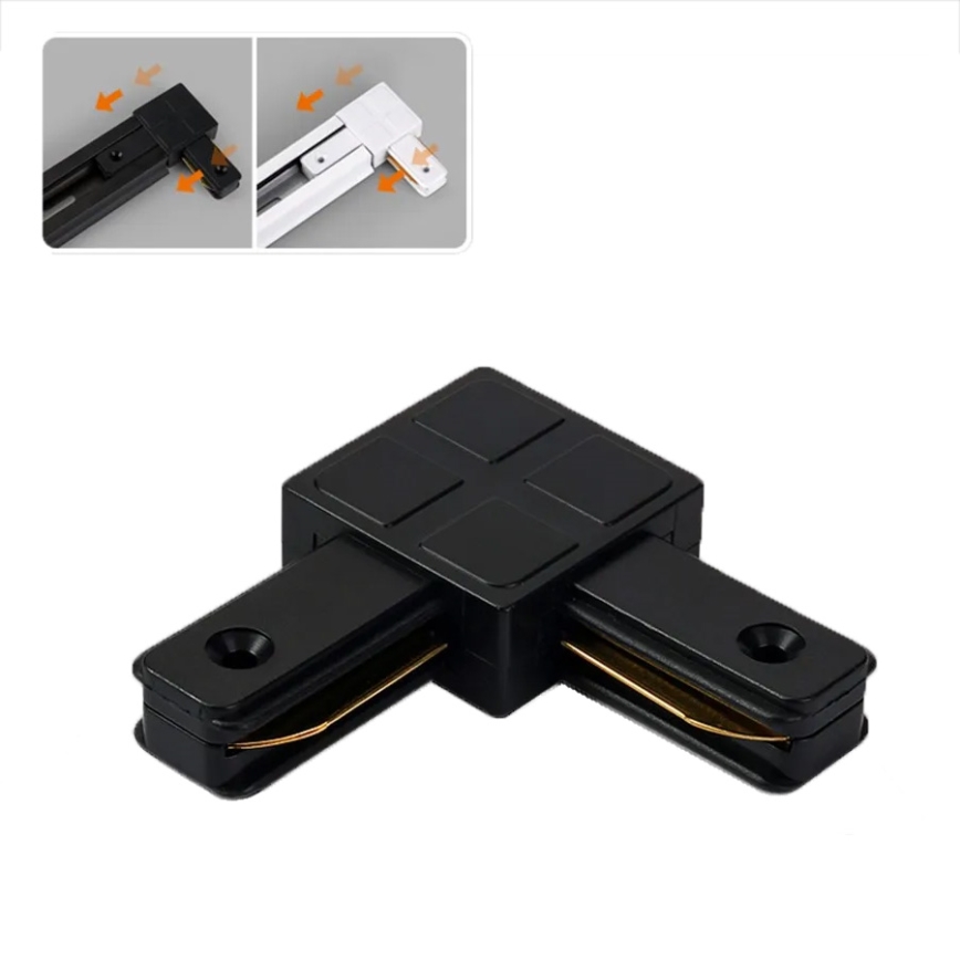 Connecteur pour luminaires sur rail monophasé, type L, noir