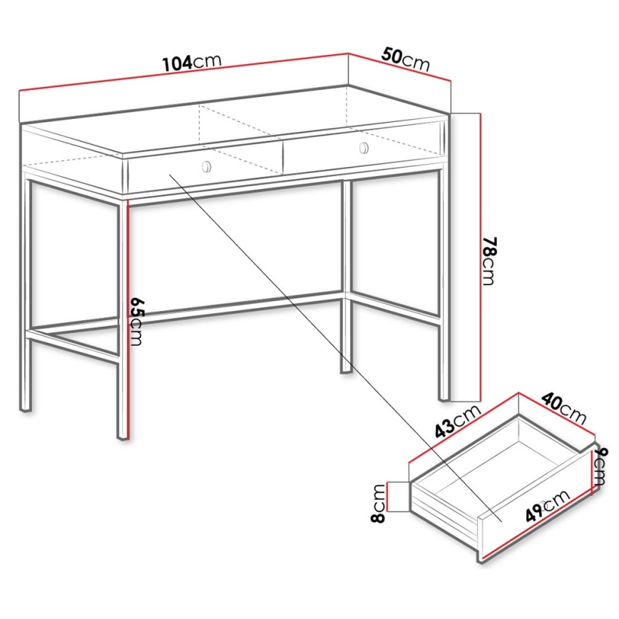Console d'appoint MONO 78x104 cm beige/noir