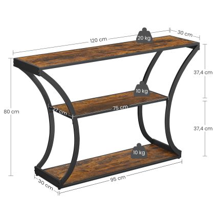 Console ELDUR 120 x 30 cm marron/noir