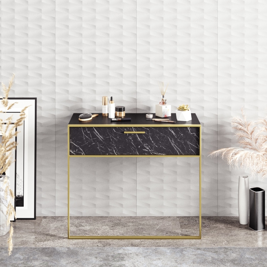 Console murale POLKA 76,8x90 cm dorée/noire