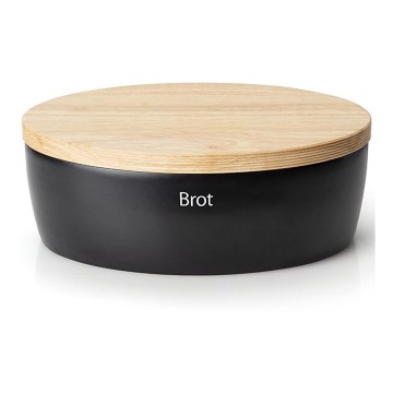 Continenta C3732 - Boîte à pain avec couvercle 36x23 cm noir/hévéa
