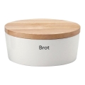 Continenta C3930 - Boîte à pain avec couvercle 30x23 cm blanc/bois d'hévéa