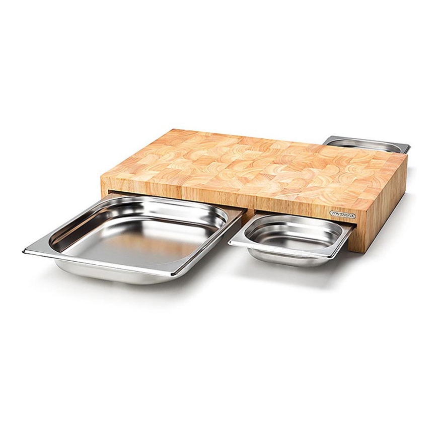 Continenta C4028 - SET 1x Planche à découper de cuisine 50x32,5 cm + x3 plateau caoutchouc