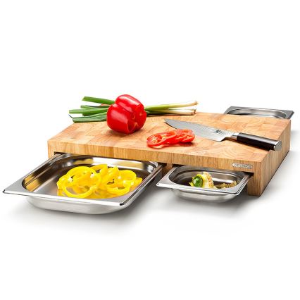 Continenta C4028 - SET 1x Planche à découper de cuisine 50x32,5 cm + x3 plateau caoutchouc