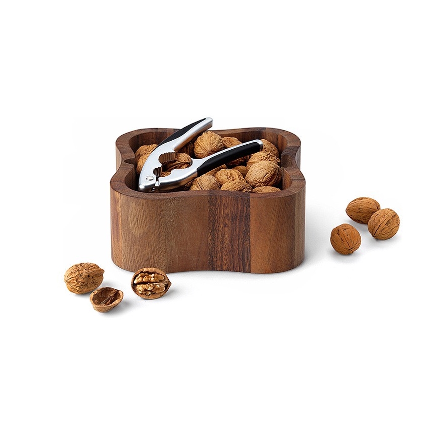 Continenta C4895 - Bol pour noix avec casse-noix 24,5x24,5x8 cm en bois de noyer