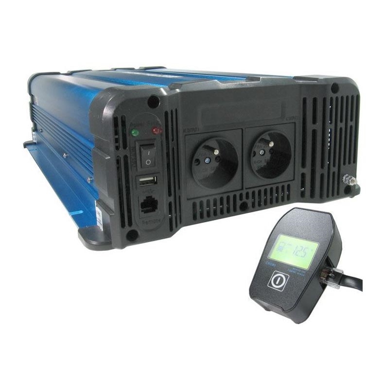 Convertisseur de tension 3000W/12/230V + télécommande filaire