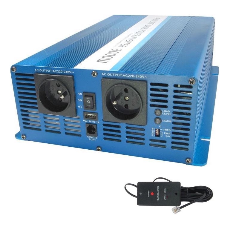 Convertisseur de tension 3000W/24V/230V + télécommande filaire