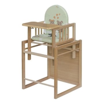COSING - Chaise de repas 2-en-1 pour enfant Viktoria, hêtre/vert
