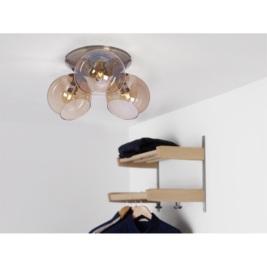 Cottex - Plafonnier CAPELLA 3xE14/40W/230V Ø 37 cm fumé/marron