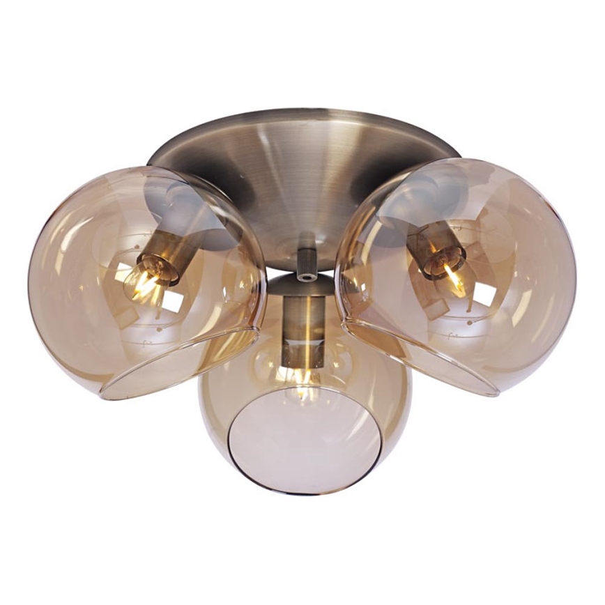 Cottex - Plafonnier CAPELLA 3xE14/40W/230V Ø 37 cm fumé/marron