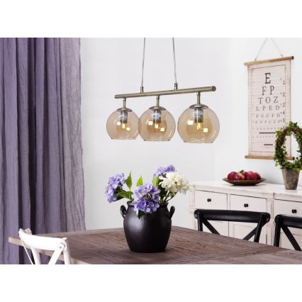 Cottex - Suspension sur câble CAPELLA 3xE14/40W/230V fumé/marron