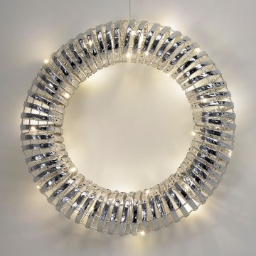 Couronne de Noël LED 30xLED/3xAA Ø 40 cm blanc chaud couronne/argentée