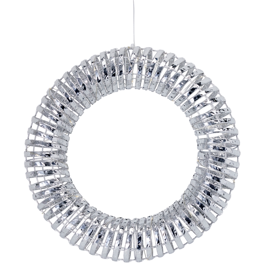 Couronne de Noël LED 30xLED/3xAA Ø 40 cm blanc chaud couronne/argentée