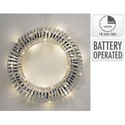 Couronne de Noël LED 30xLED/3xAA Ø 40 cm blanc chaud couronne/argentée