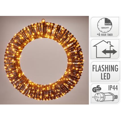 Couronne de Noël LED d'extérieur 500xLED/6W/230V Ø 50 cm IP44 blanc chaud, marron