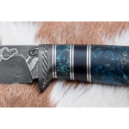 Couteau de chasse en acier de Damas 11,6 cm Bouleau/ébène