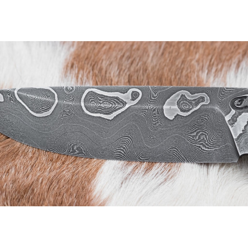 Couteau de chasse en acier de Damas 11,6 cm Bouleau/ébène