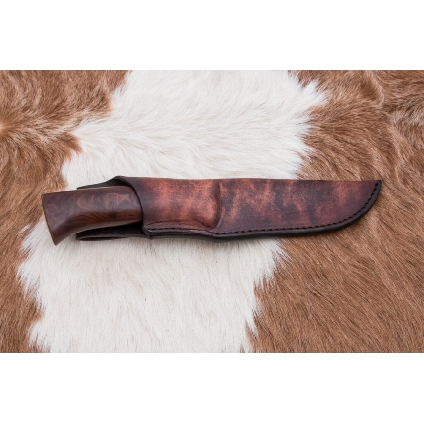 Couteau de chasse en acier de Damas 12,4 cm Bouleau/bois de renne