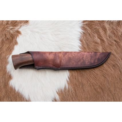 Couteau de chasse en acier de Damas 12,6 cm noyer/bois de cerf