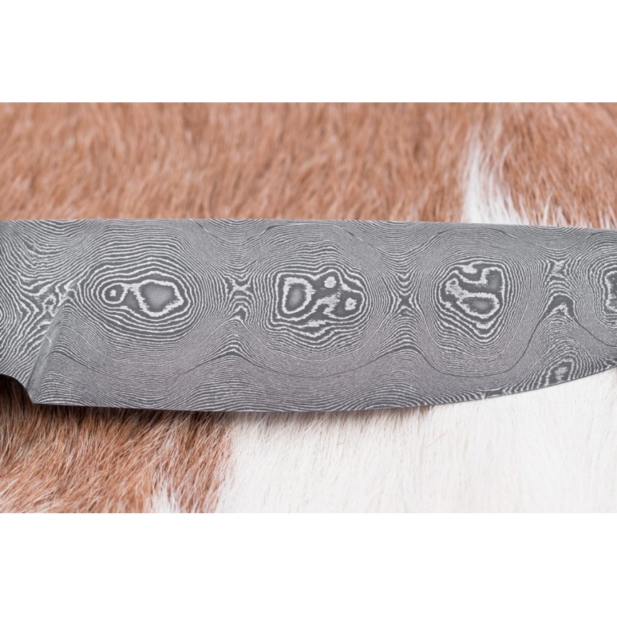 Couteau de chasse en acier de Damas 12,6 cm noyer/bois de cerf