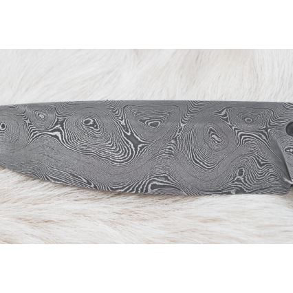 Couteau de chasse en acier de Damas 12 cm frêne/bois de cerf