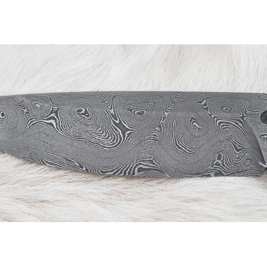 Couteau de chasse en acier de Damas 12 cm frêne/bois de cerf