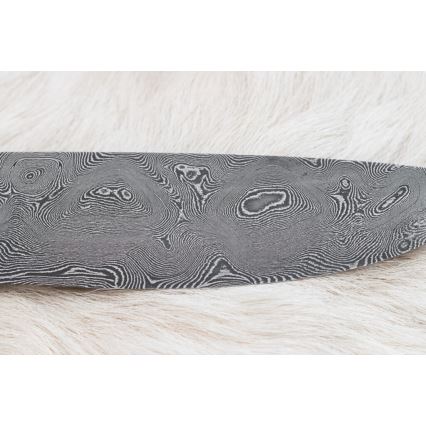 Couteau de chasse en acier de Damas 12 cm frêne/bois de cerf