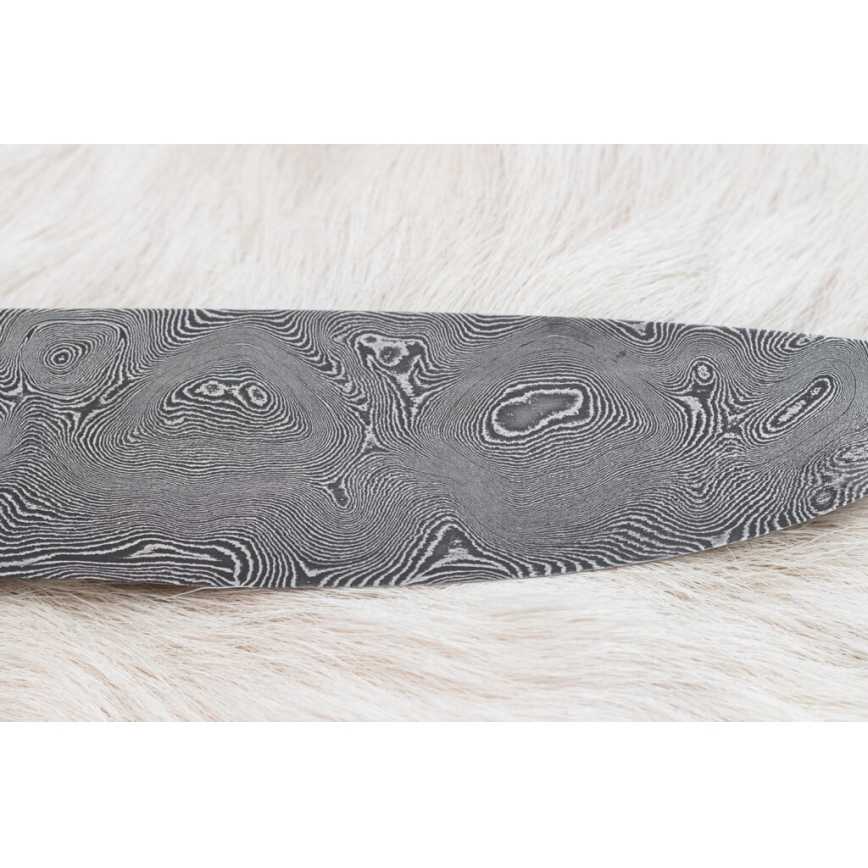 Couteau de chasse en acier de Damas 12 cm frêne/bois de cerf