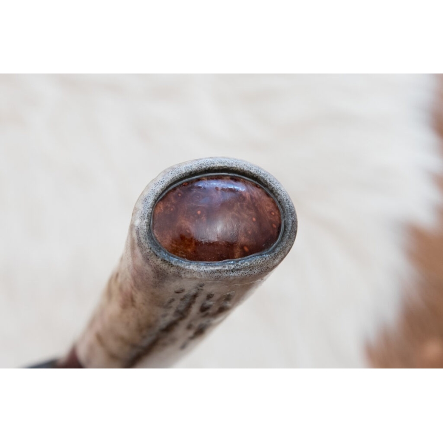 Couteau de chasse en acier de Damas 12 cm frêne/bois de cerf