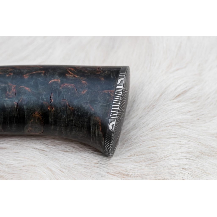 Couteau de chasse en acier de Damas 13,8 cm Bouleau/os de chameau
