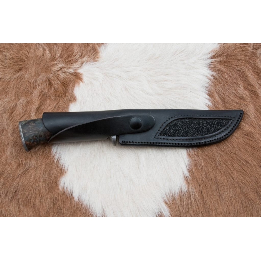 Couteau de chasse en acier de Damas 14,5 cm aulne/serpentinite