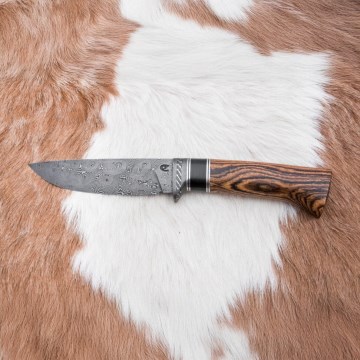 Couteau en acier de Damas unique 12 cm bocote/ébène