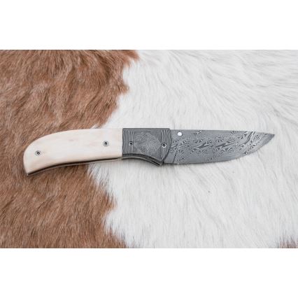Couteau pliant unique en acier de Damas 8,6 cm défense de mammouth