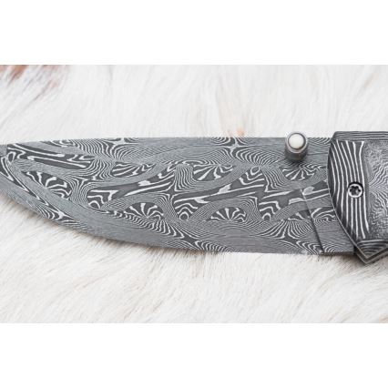 Couteau pliant unique en acier de Damas 8,6 cm défense de mammouth