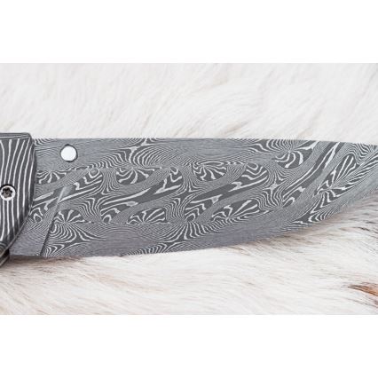 Couteau pliant unique en acier de Damas 8,6 cm défense de mammouth