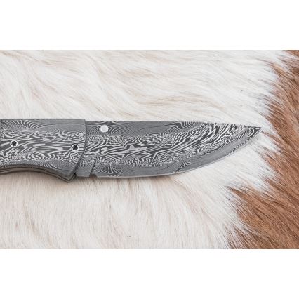 Couteau pliant unique en acier de Damas 8 cm os de mammouth