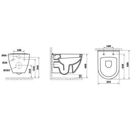 Creavit - WC suspendu PAULA céramique/blanche