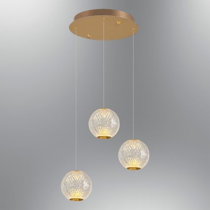 CREMONA Lampe Suspendue LED 3xLED/5W/230V 3000K Or