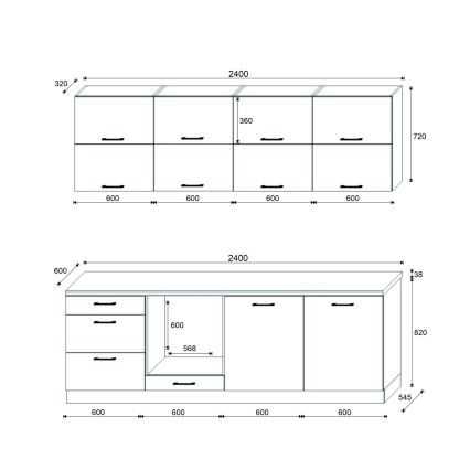 Cuisine ELISE 240 cm – finition graphite