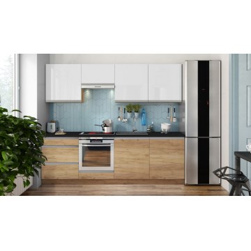 Cuisine MARINA 240 cm chêne craft/blanc laqué