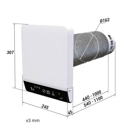 Dalap 25BP160 - Récupérateur d'air pour pièce BRISE 160 PROFI 22W/230V Wi-Fi + télécommande