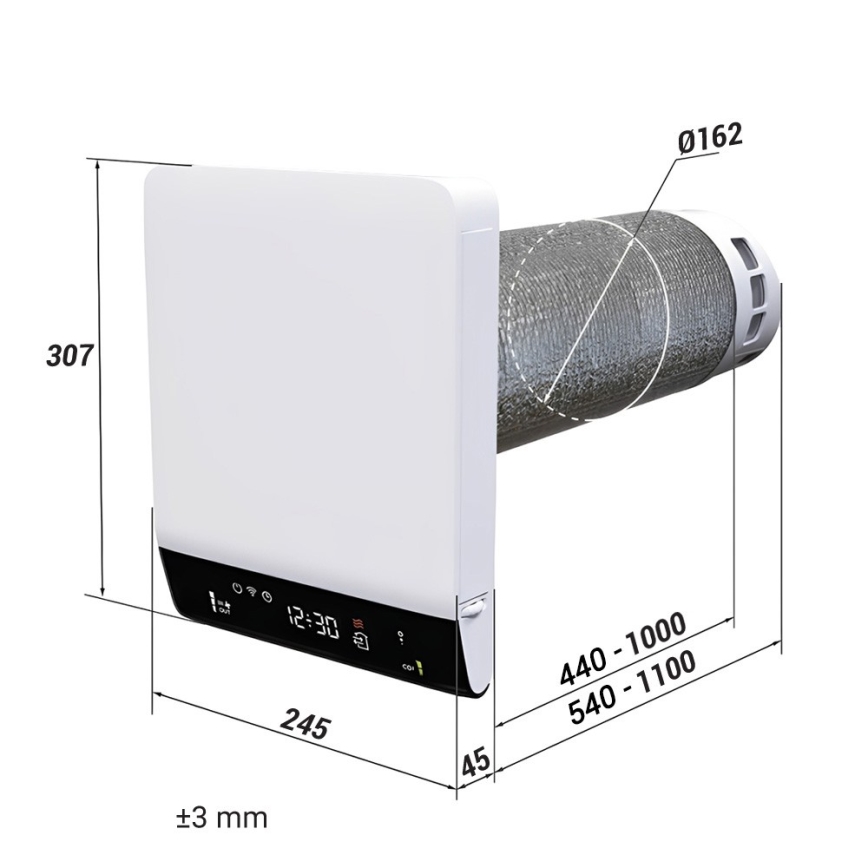 Dalap 25BP160 - Récupérateur d'air pour pièce BRISE 160 PROFI 22W/230V Wi-Fi + télécommande