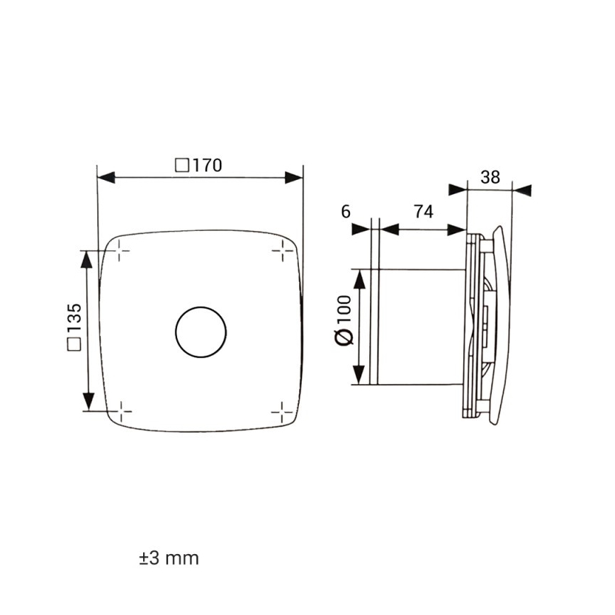 Dalap 41093zw - Ventilateur axial avec minuterie 100 ONYX ZW 14W/230V