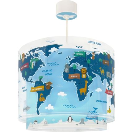 Dalber 40672 - Lustre pour enfants WORLD 1xE27/15W/230V bleu