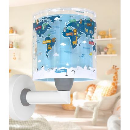 Dalber 40679 - Applique murale pour enfants WORLD 1xE27/15W/230V bleue