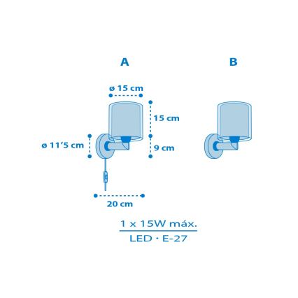 Dalber 40679 - Applique murale pour enfants WORLD 1xE27/15W/230V bleue