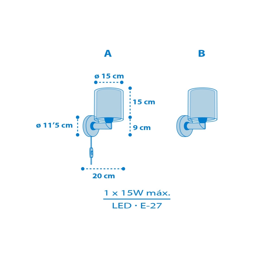 Dalber 40679 - Applique murale pour enfants WORLD 1xE27/15W/230V bleue