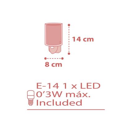 Dalber 41005S - Petite Lampe LED pour prise DOTS 1xE14/0,5W/230V