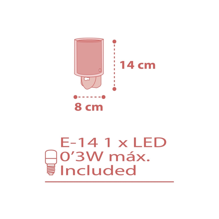 Dalber 41005S - Petite Lampe LED pour prise DOTS 1xE14/0,5W/230V
