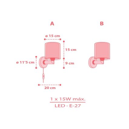 Dalber 41199 - Applique murale pour enfants RAINBOW 1xE27/15W/230V multicolore